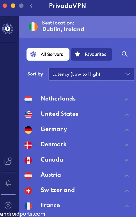 Privado VPN server list, Privado VPN encryption settings.
